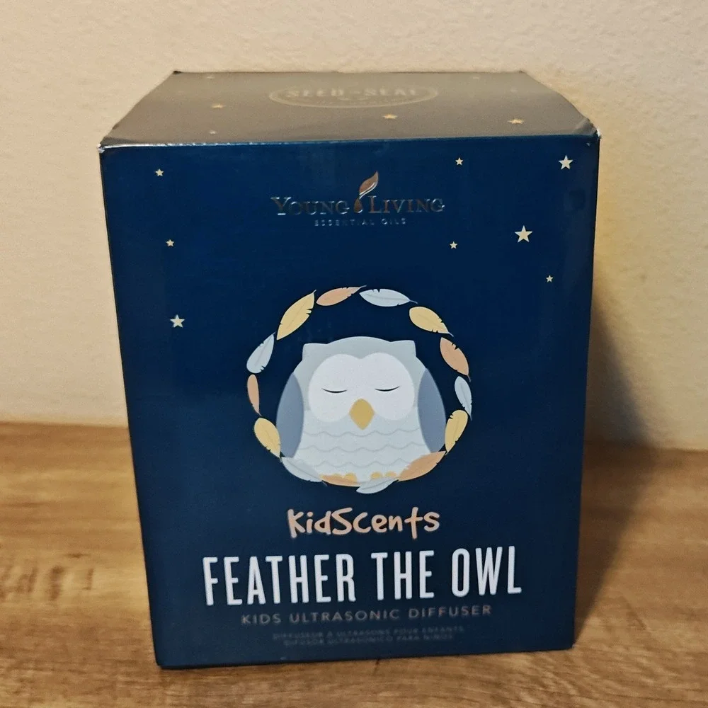 Young Living Feather the Owl Diffuser‎ Kids Grey White Noise Night Light Machine